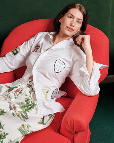 Spring Patches Charlotte Button Down Top Katie Kime
