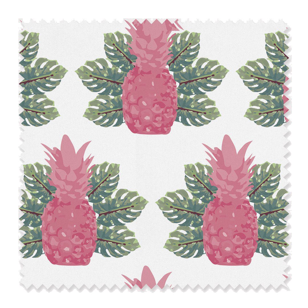 Spring Pineapples Fabric Fabric Sample / Cotton Twill / Pink Katie Kime