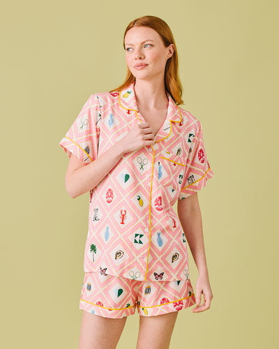 Story Pajama Shorts Set Pajama Set Pink / XXS Katie Kime