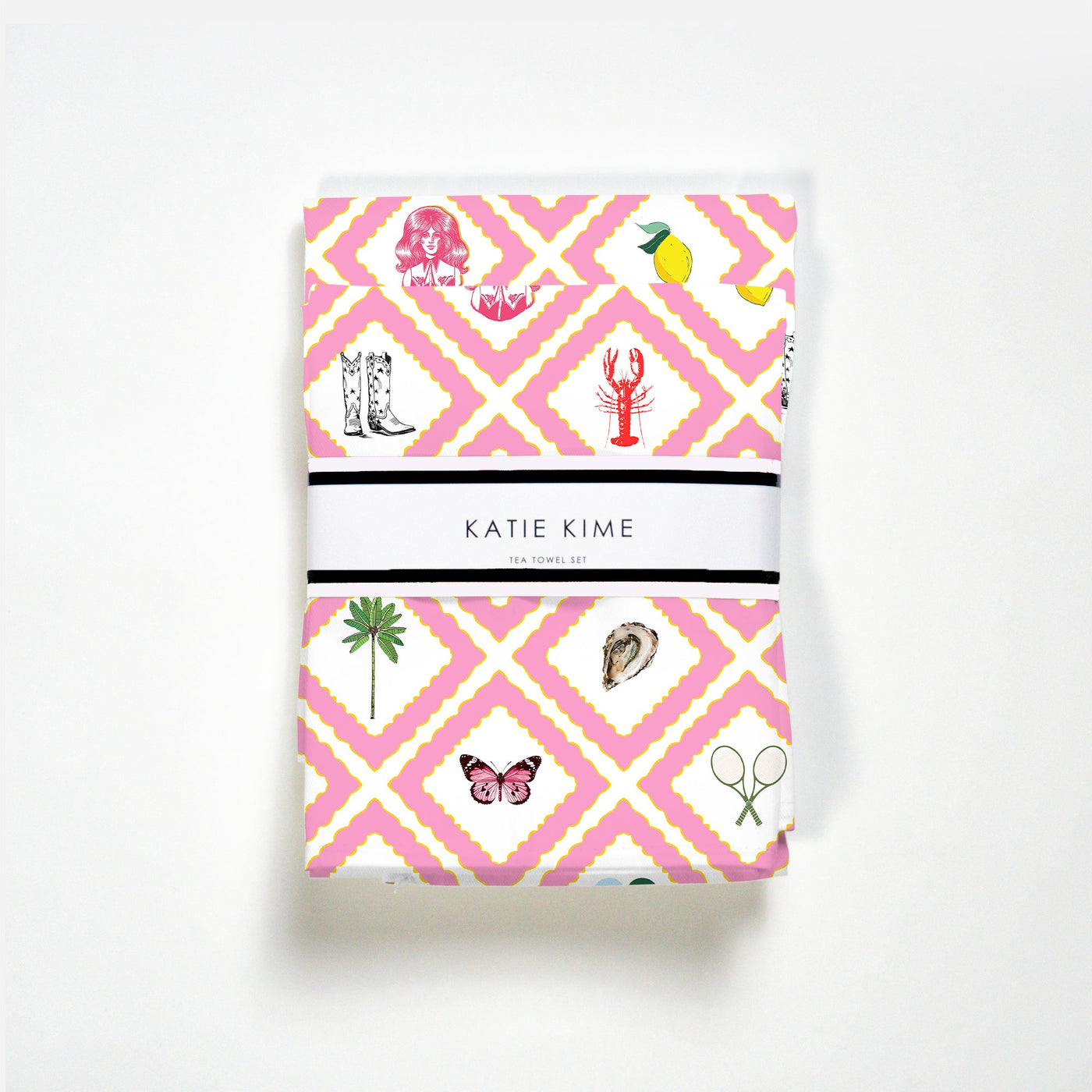 Story Tea Towel Set Tea Towel Pink Katie Kime