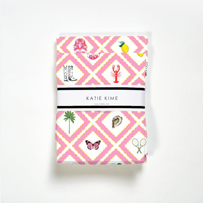 Story Tea Towel Set Tea Towel Pink Katie Kime