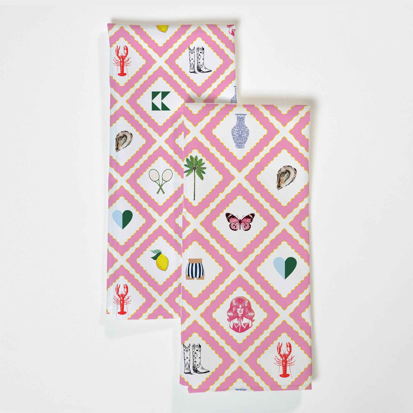 Story Tea Towel Set Tea Towel Pink Katie Kime