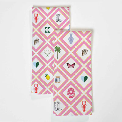 Story Tea Towel Set Tea Towel Pink Katie Kime