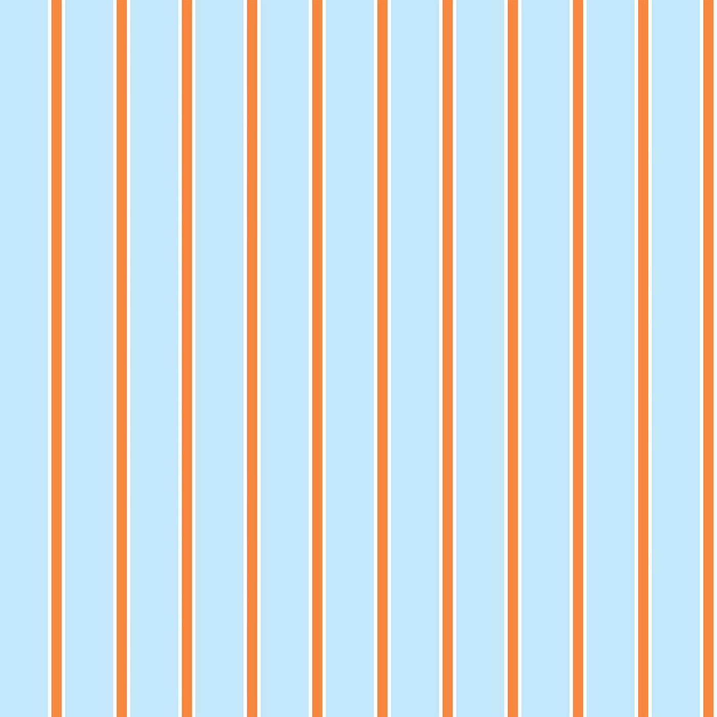 Tailored Stripe Traditional Wallpaper Wallpaper Light Blue Orange / Double Roll Katie Kime