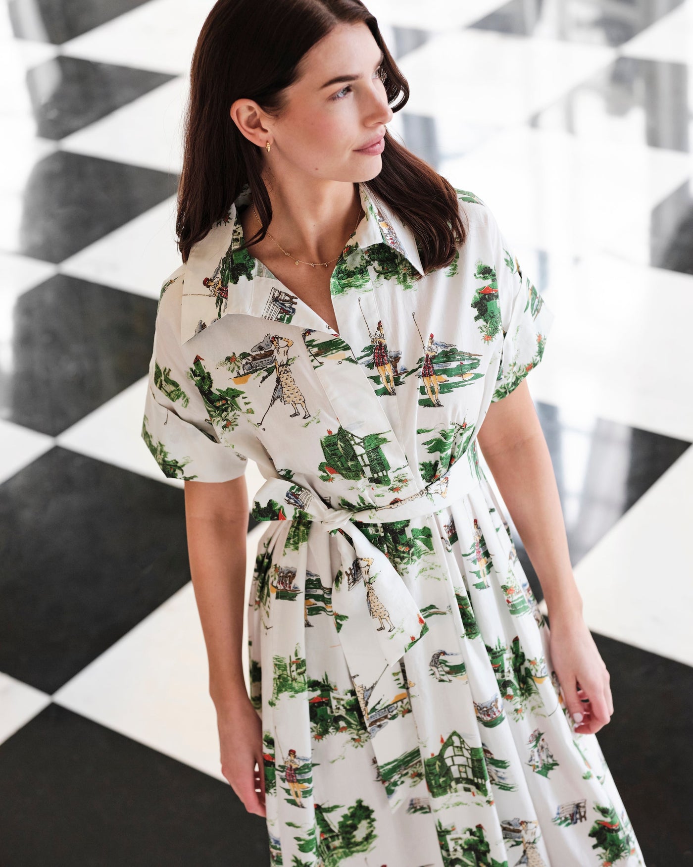 Taza Maxi Dress in Golf Toile Dress Katie Kime