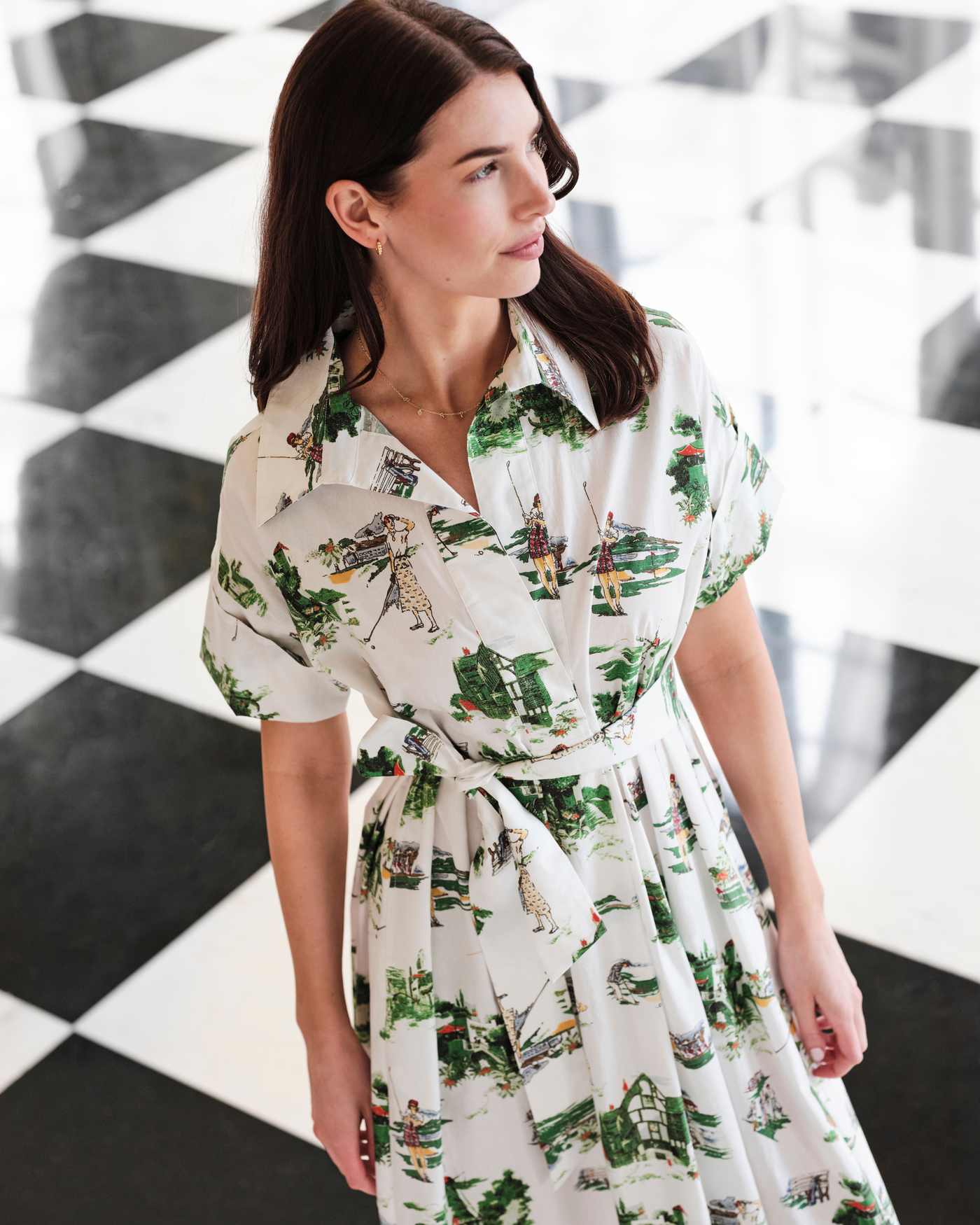 Taza Maxi Dress in Golf Toile Dress Katie Kime