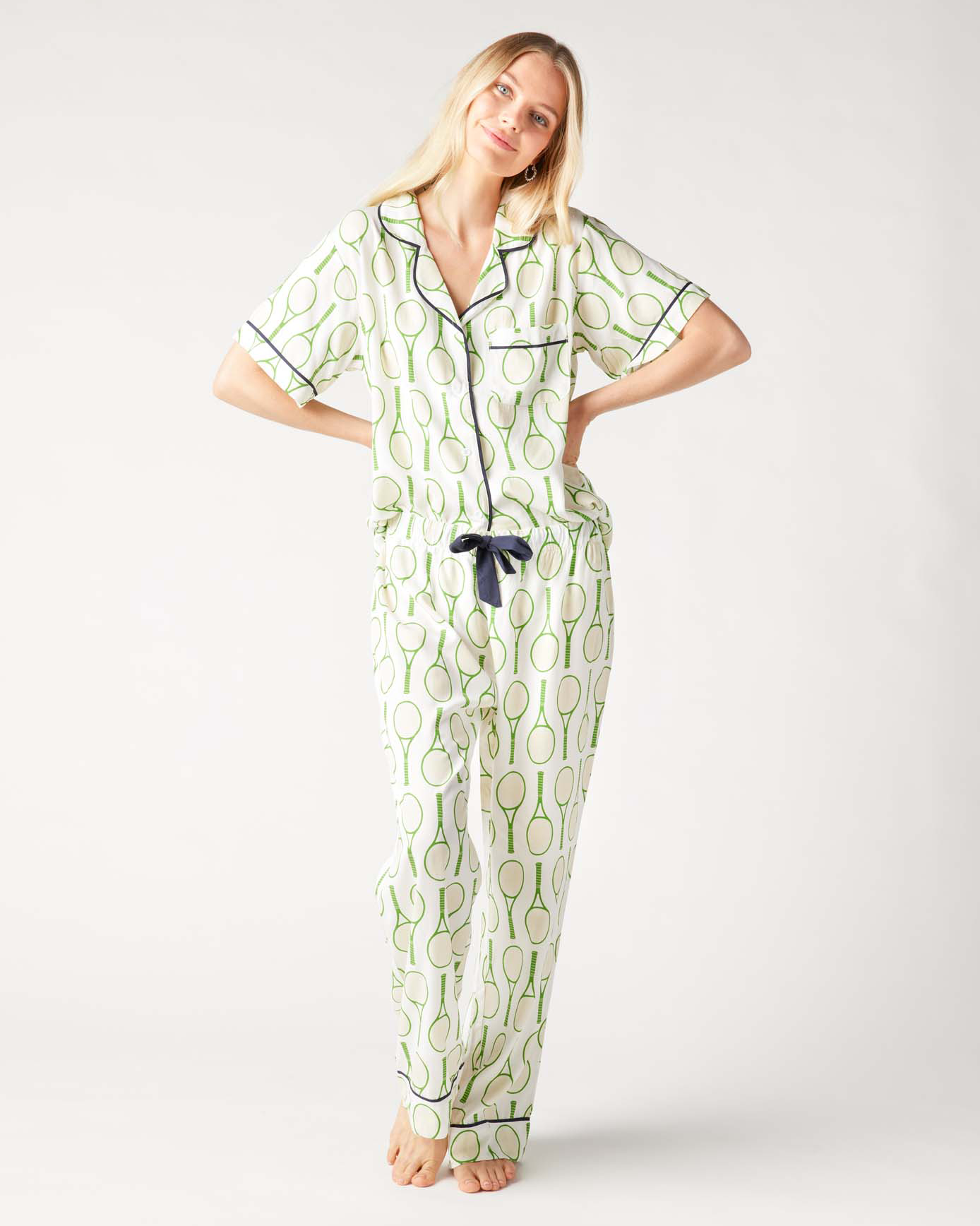 Pajama Set Green / XL Tennis Time Pajama Pants Set Katie Kime