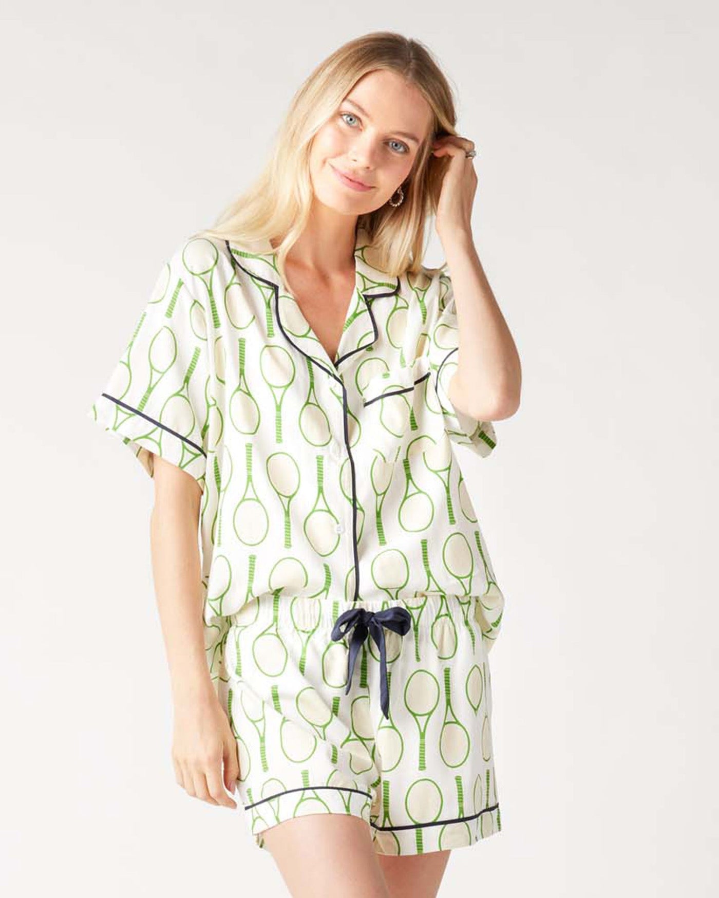 Tennis Time Pajama Shorts Set Pajama Set Green / XXS Katie Kime