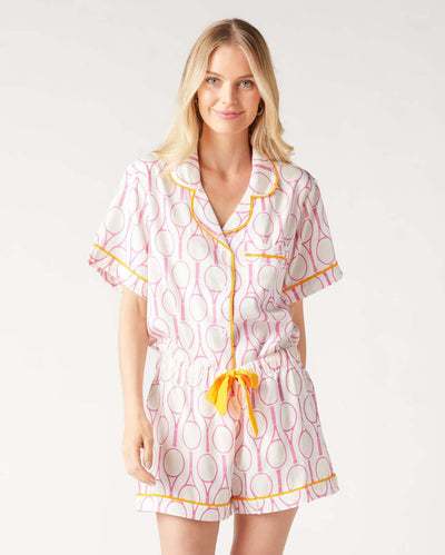 Tennis Time Pajama Shorts Set Pajama Set Pink / XXS Katie Kime
