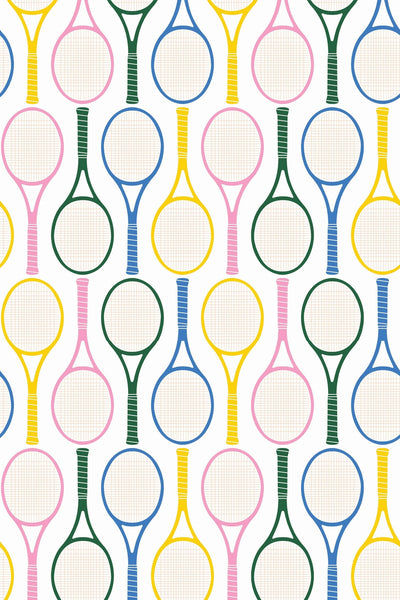 Tennis Time Peel & Stick Wallpaper Peel & Stick Wallpaper Navy / Large Sample Katie Kime