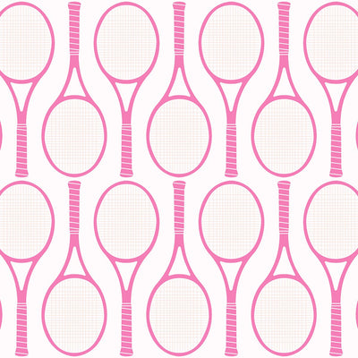 Tennis Time Peel & Stick Wallpaper Peel & Stick Wallpaper Pink / 24" x 144" Katie Kime