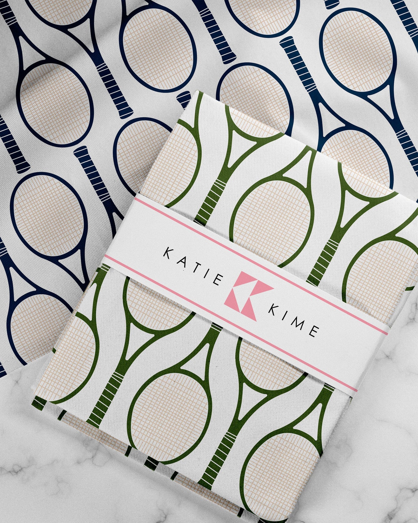 Tennis Time Tea Towel Set Tea Towel Navy Green Katie Kime