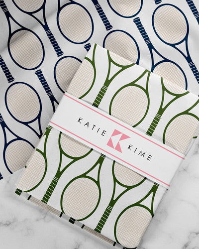 Tennis Time Tea Towel Set Tea Towel Navy Green Katie Kime