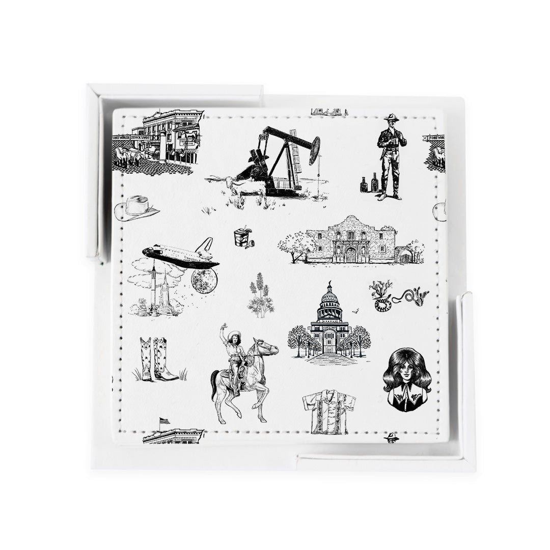 Texas Toile Coaster Set Coaster Set Black Katie Kime
