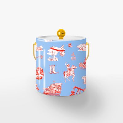 Texas Toile Ice Bucket Ice Bucket Blue Red / Gold Katie Kime