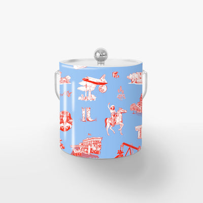 Texas Toile Ice Bucket Ice Bucket Blue Red / Silver Katie Kime