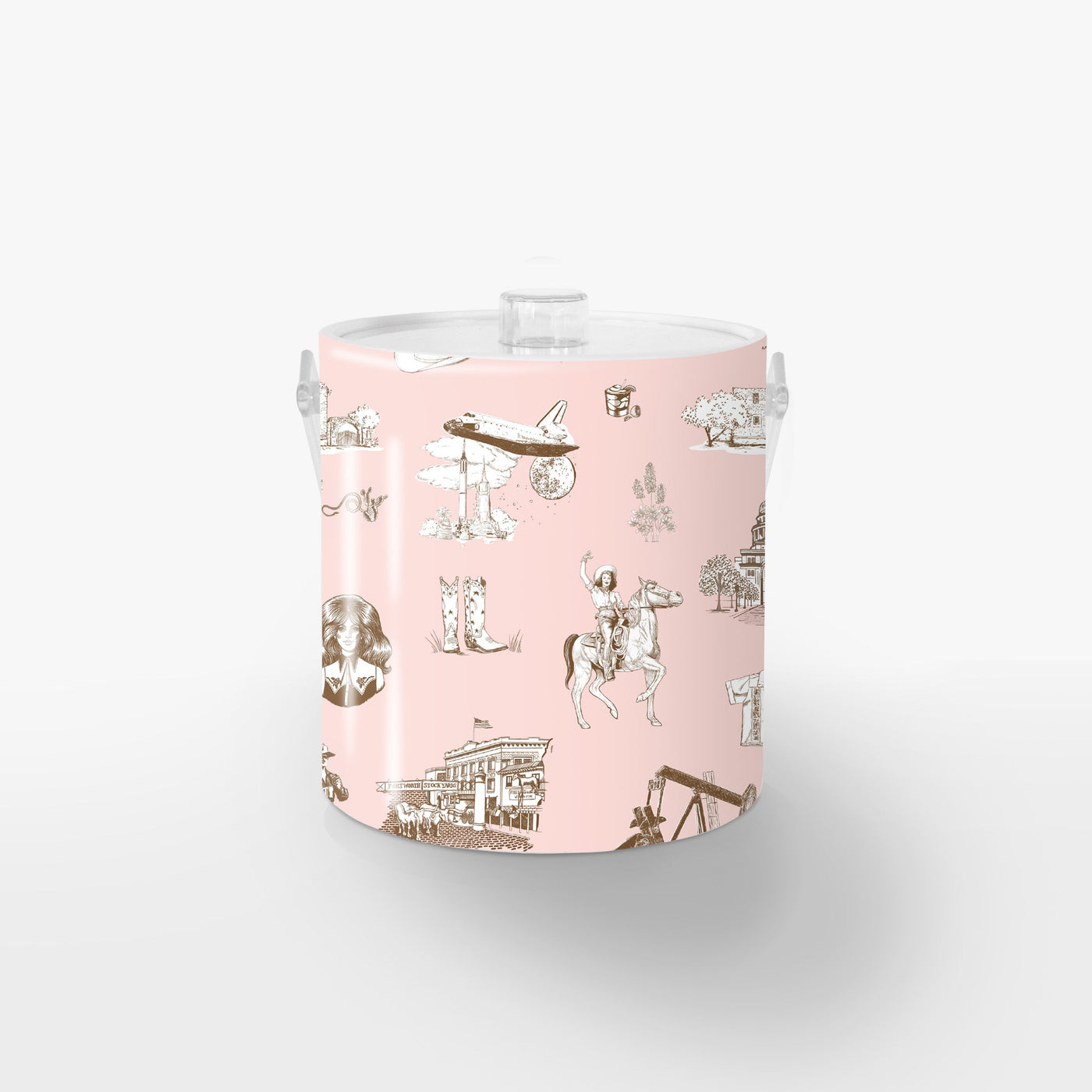 Texas Toile Ice Bucket Ice Bucket Pink Brown / Lucite Katie Kime