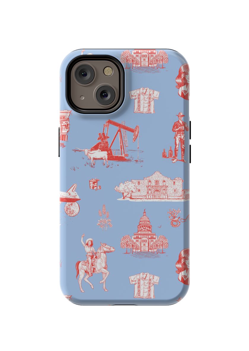 Texas Toile iPhone Case Phone Case Blue Red / iPhone 14 / MagSafe Tough Katie Kime