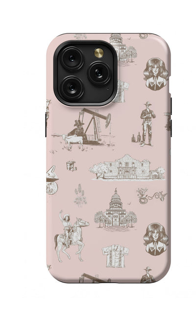 Texas Toile iPhone Case Phone Case Pink Brown / iPhone 15 Pro Max / MagSafe Tough Katie Kime