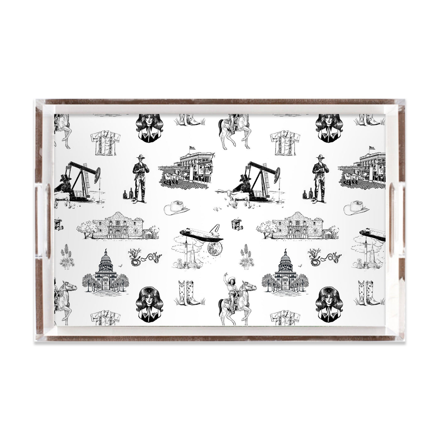 Texas Toile Lucite Tray Lucite Trays Black / 11x17 Katie Kime