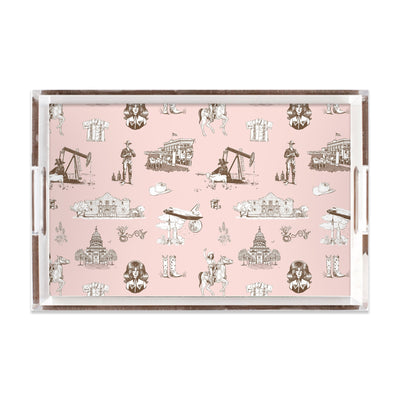 Texas Toile Lucite Tray Lucite Trays Pink Brown / 11x17 Katie Kime