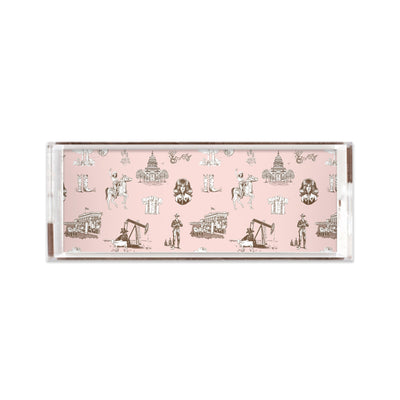 Texas Toile Lucite Tray Lucite Trays Pink Brown / 11x4 Katie Kime