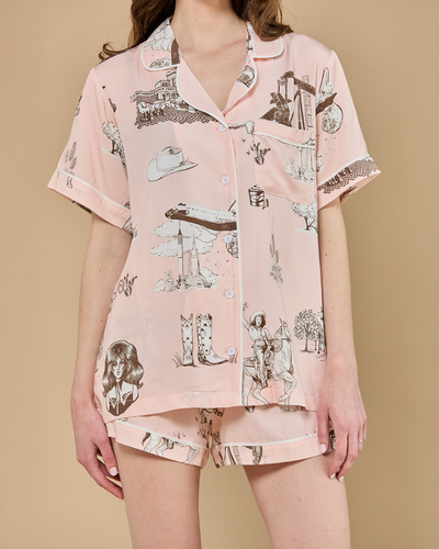 Texas Toile Pajama Shorts Set Pajama Set Katie Kime