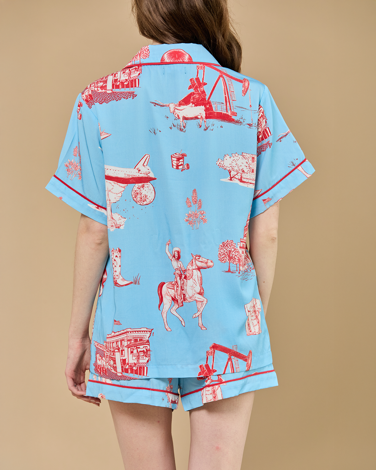 Texas Toile Pajama Shorts Set Pajama Set Katie Kime