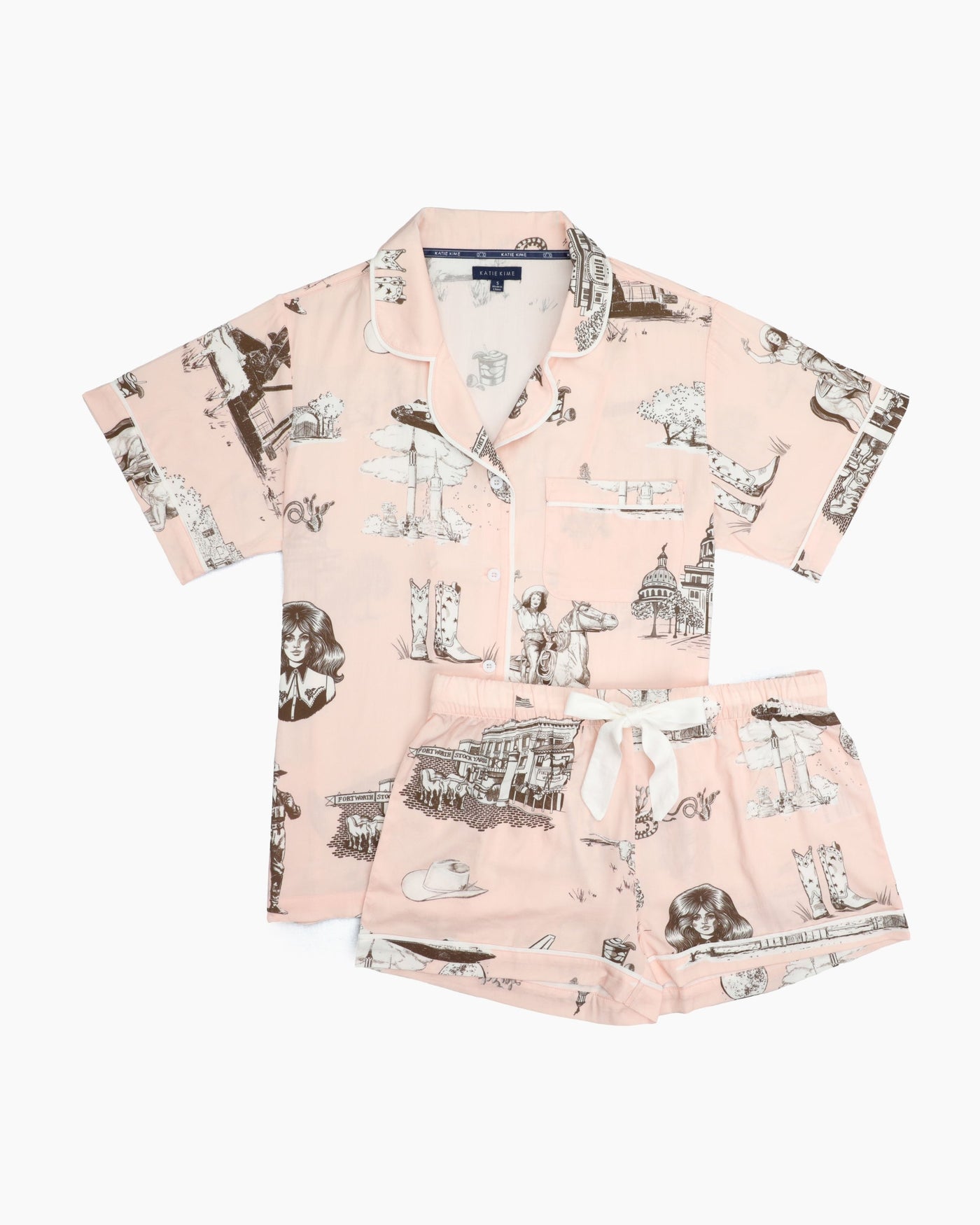 Texas Toile Pajama Shorts Set Pajama Set Katie Kime