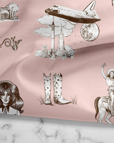 Texas Toile Tea Towel Set Tea Towel PInk Blue Katie Kime