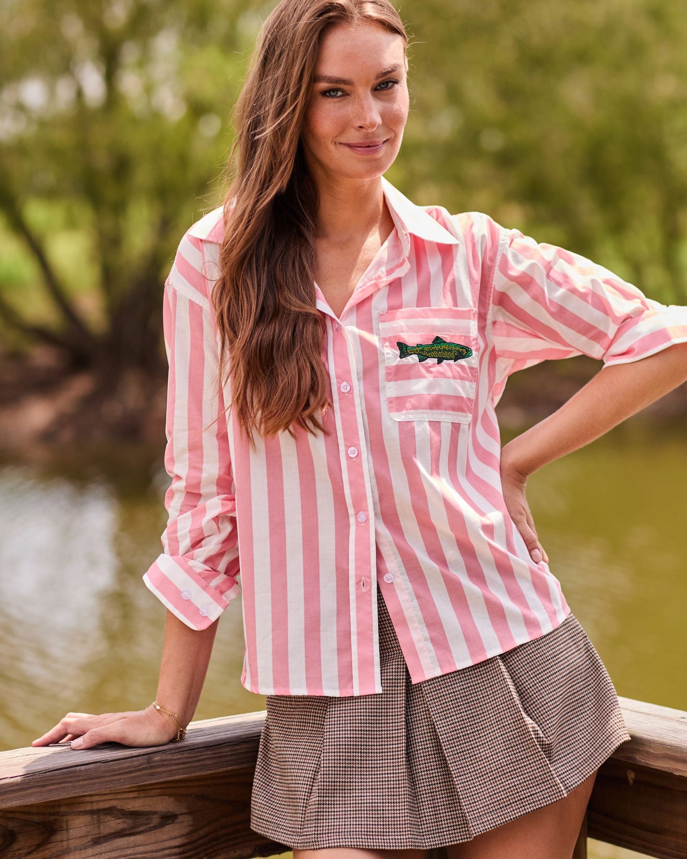 The Caroline Striped Button Down Top Katie Kime