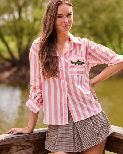 The Caroline Striped Button Down Top Katie Kime