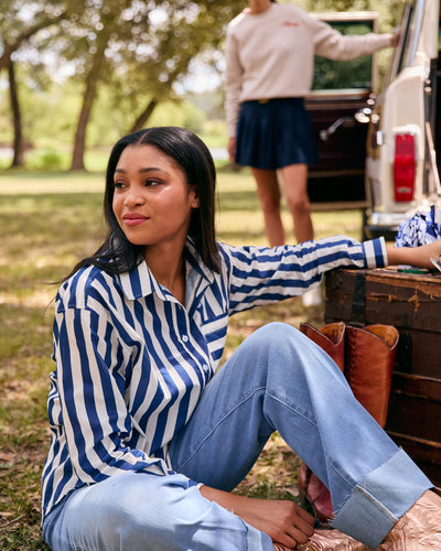 The Caroline Striped Button Down Top Katie Kime