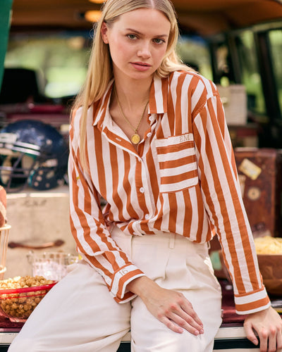The Caroline Striped Button Down Top Katie Kime