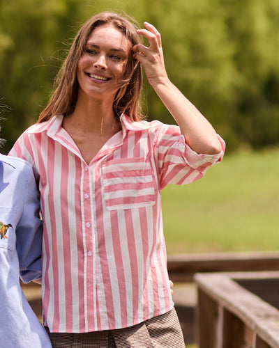 The Caroline Striped Button Down Top Katie Kime