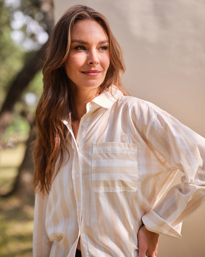 The Caroline Striped Button Down Top Katie Kime