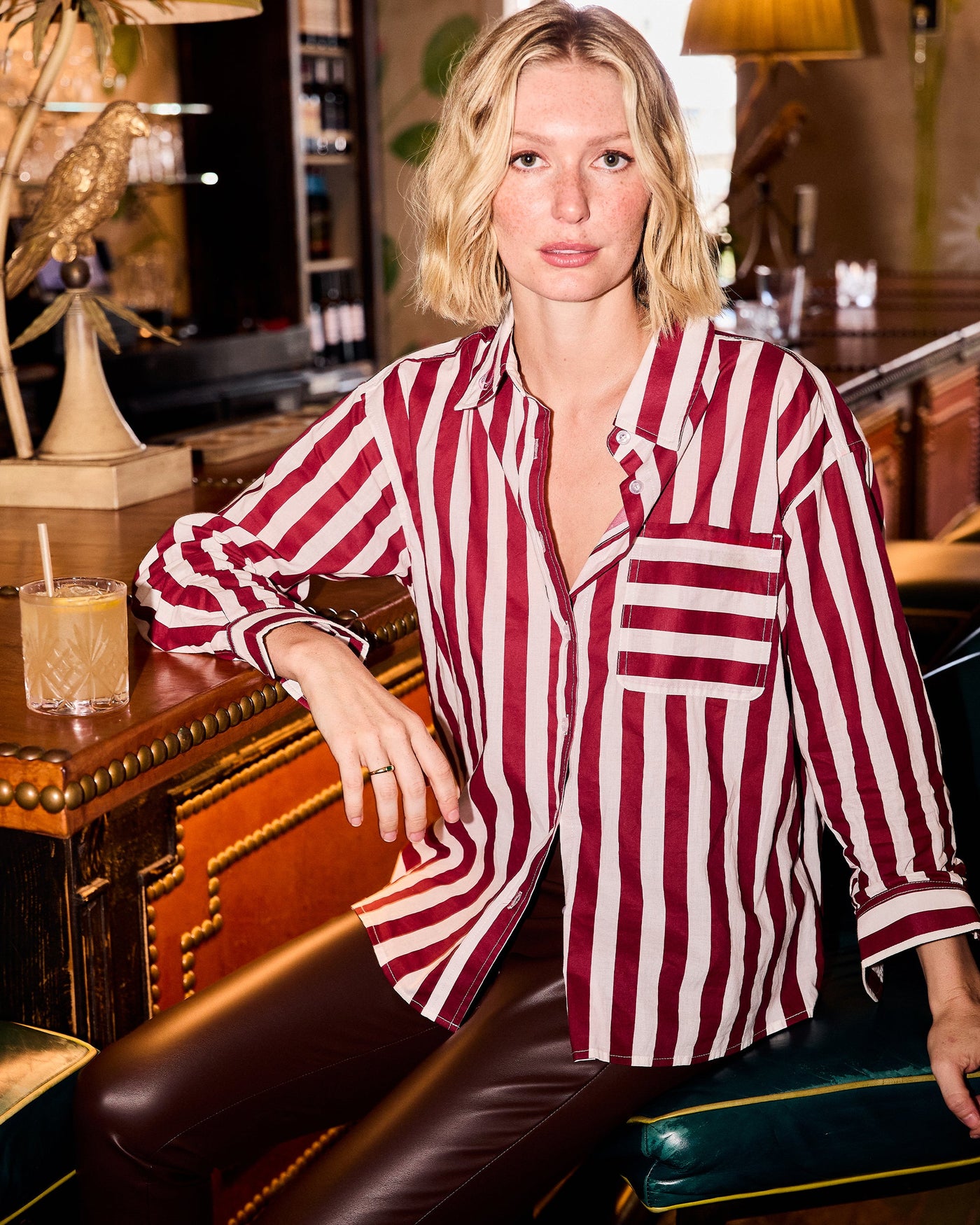 The Caroline Striped Button Down Top Katie Kime