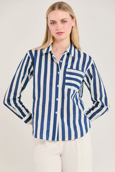 The Caroline Striped Button Down Top Katie Kime