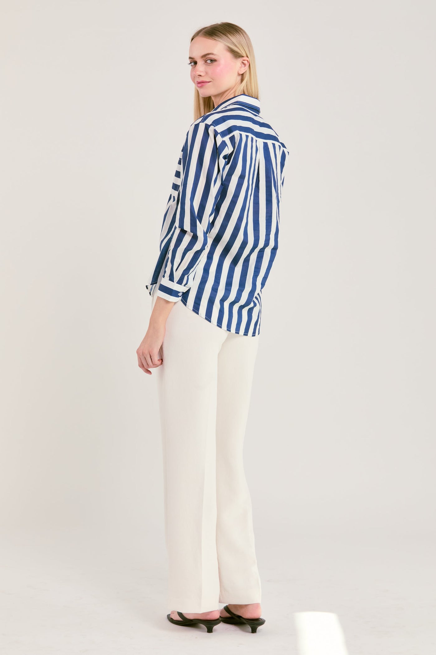 The Caroline Striped Button Down Top Katie Kime
