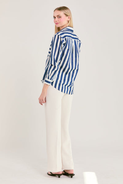 The Caroline Striped Button Down Top Katie Kime