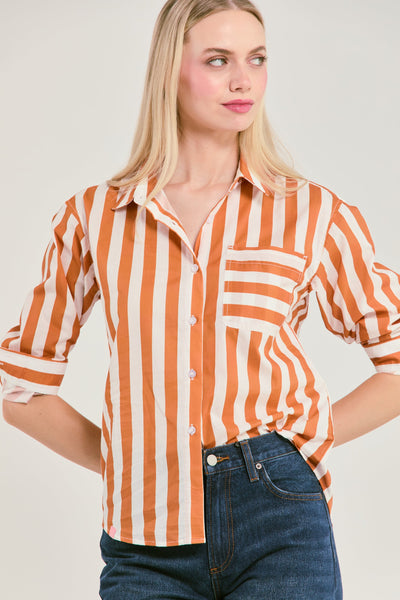 The Caroline Striped Button Down Top Katie Kime