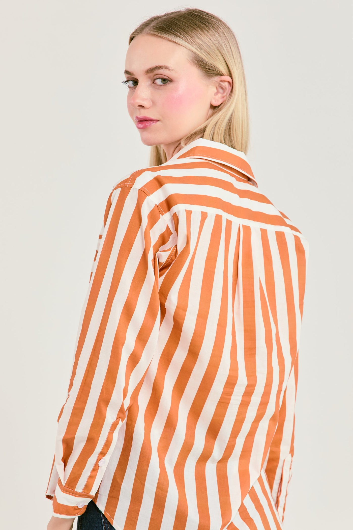 The Caroline Striped Button Down Top Katie Kime