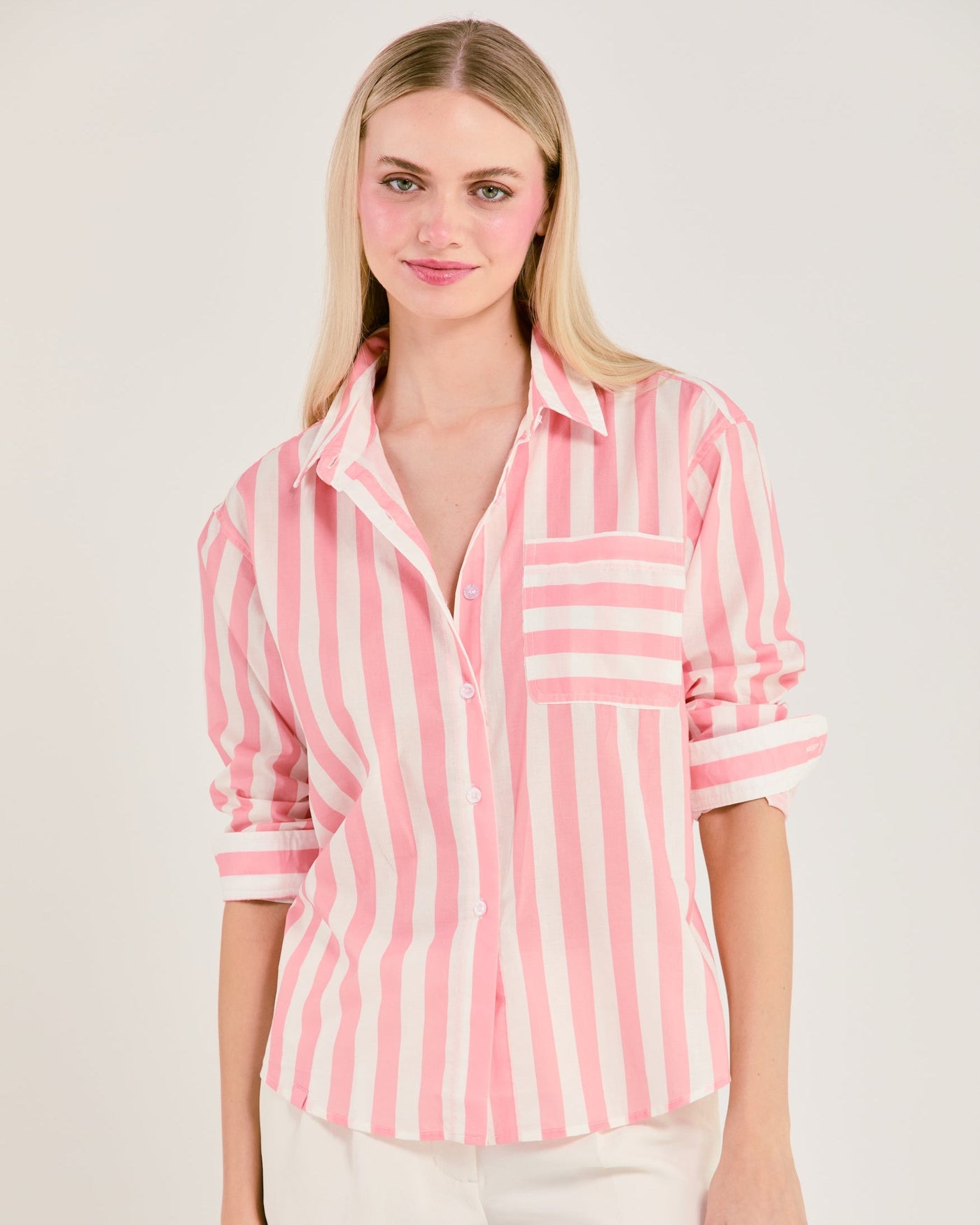The Caroline Striped Button Down Top Katie Kime