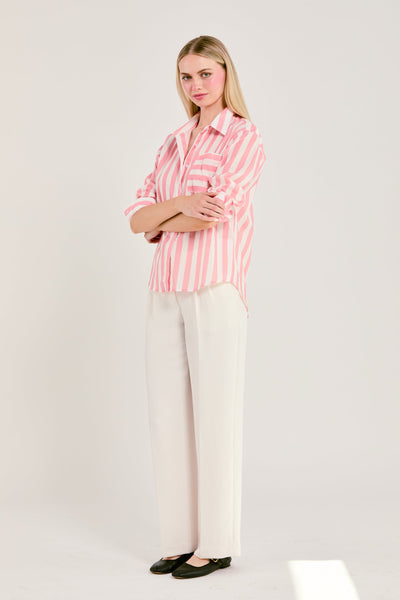 The Caroline Striped Button Down Top Katie Kime