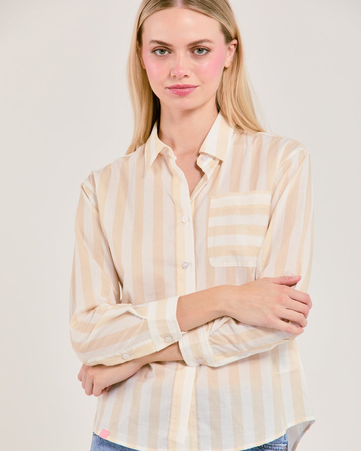 The Caroline Striped Button Down Top Katie Kime