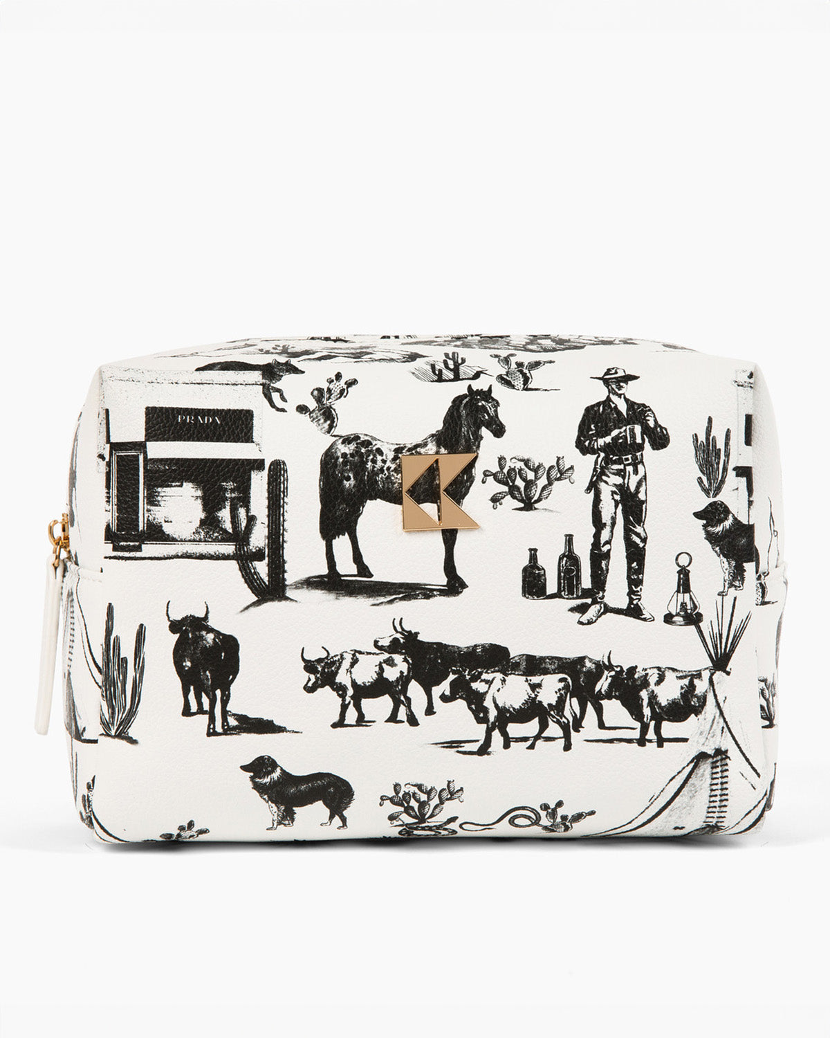 The Classic Accessory Bag in Marfa Toile Toiletry Bags Black / Medium Katie Kime