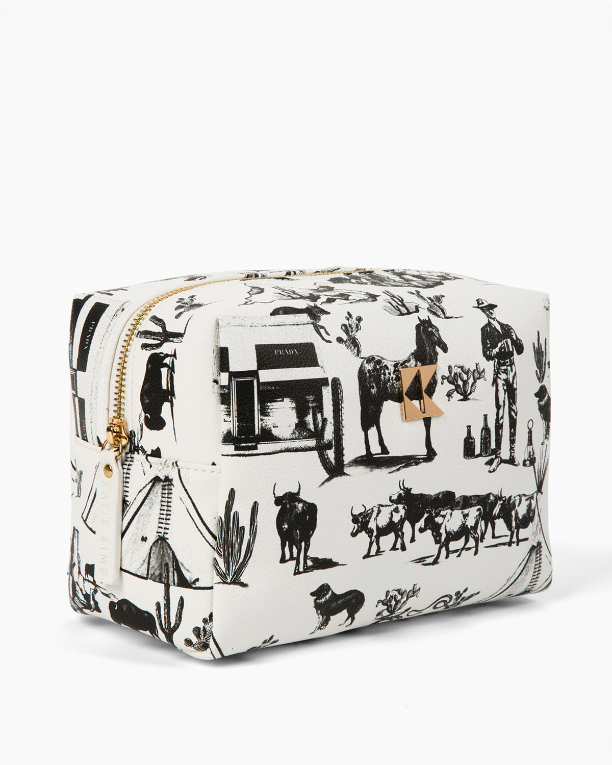 The Classic Accessory Bag in Marfa Toile Toiletry Bags Black / Medium Katie Kime