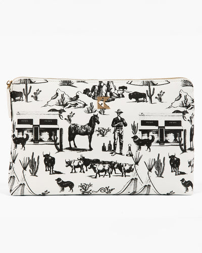 The Oversized Accessory Bag in Marfa Toile Toiletry Bags Black / Large Katie Kime