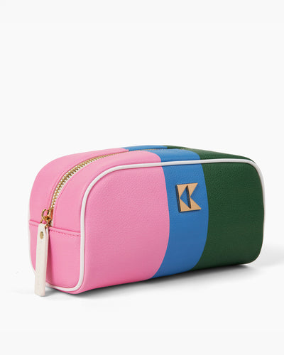 The Petite Accessory Bag in Color Block Toiletry Bags Pink Green / Small Katie Kime