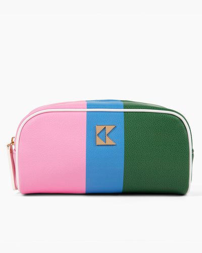 The Petite Accessory Bag in Color Block Toiletry Bags Pink Green / Small Katie Kime